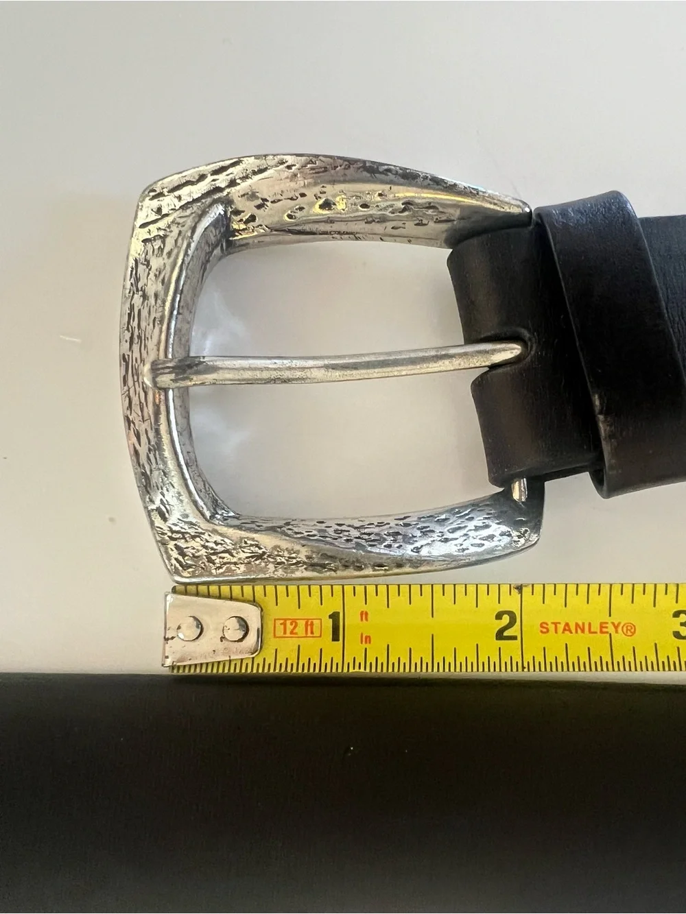 Sculptural leather belt silver modernist Silpada designs Italian leather size L